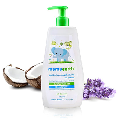 Mamaearth Gentle Cleansing Shampoo for Babies | Infused with Coconut, Jojoba Oil, Calendula Extract & Aloe Vera Extract | Tear-Free Natural Shampoo | 400 ml