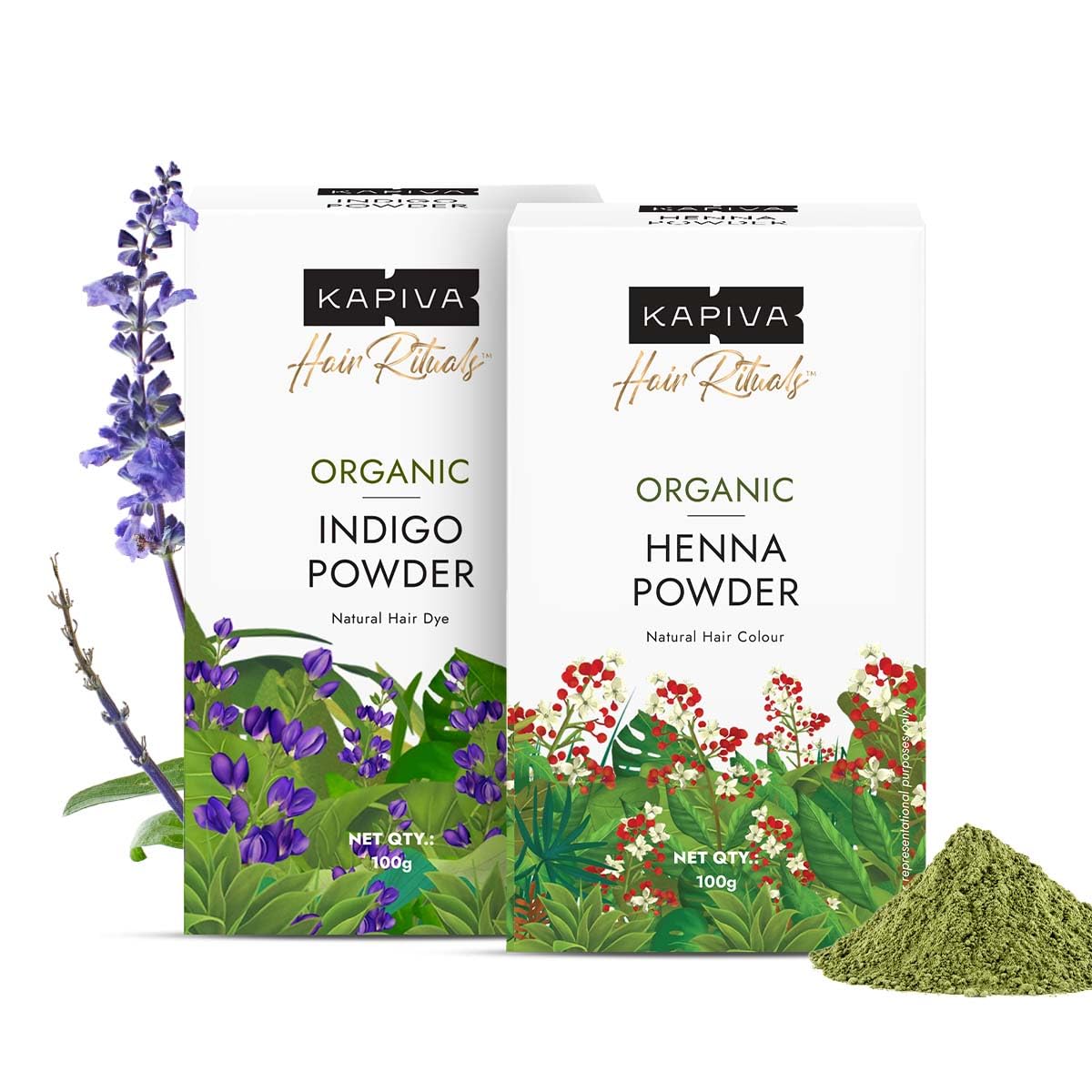 Kapiva Organic Henna & Indigo Powder | Natural Hair Colour | Prevents Dandruff | For Conditioned, Healthy Hair