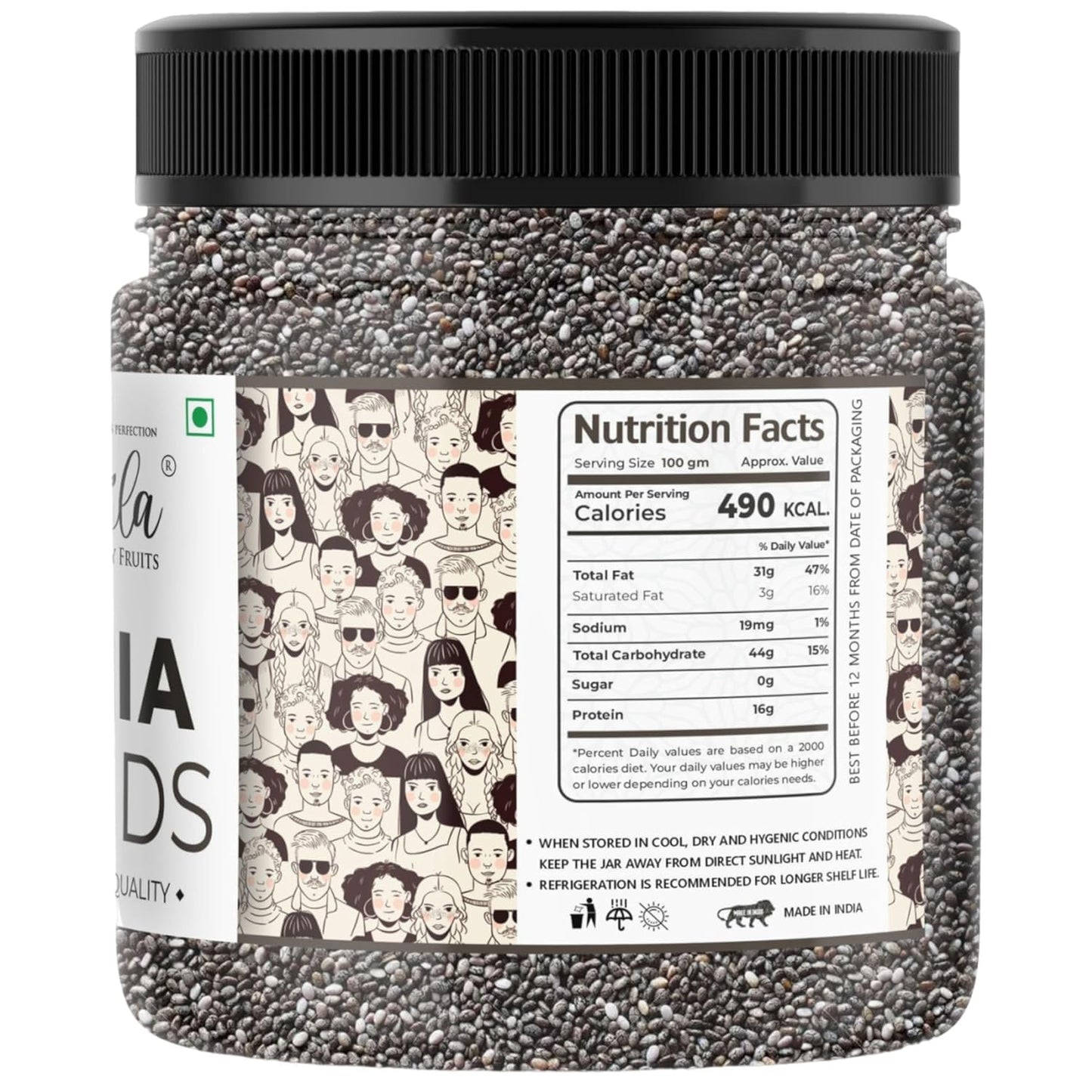 LDF Chia Seeds 100 gm | Chia Seed Ready-to-Eat Sabja Seeds High in Fiber & Omega-3 Chiya Seeds | Tukmaria Seed Ideal for Smoothies, Salads, and Snacks | Perfect for Gifting