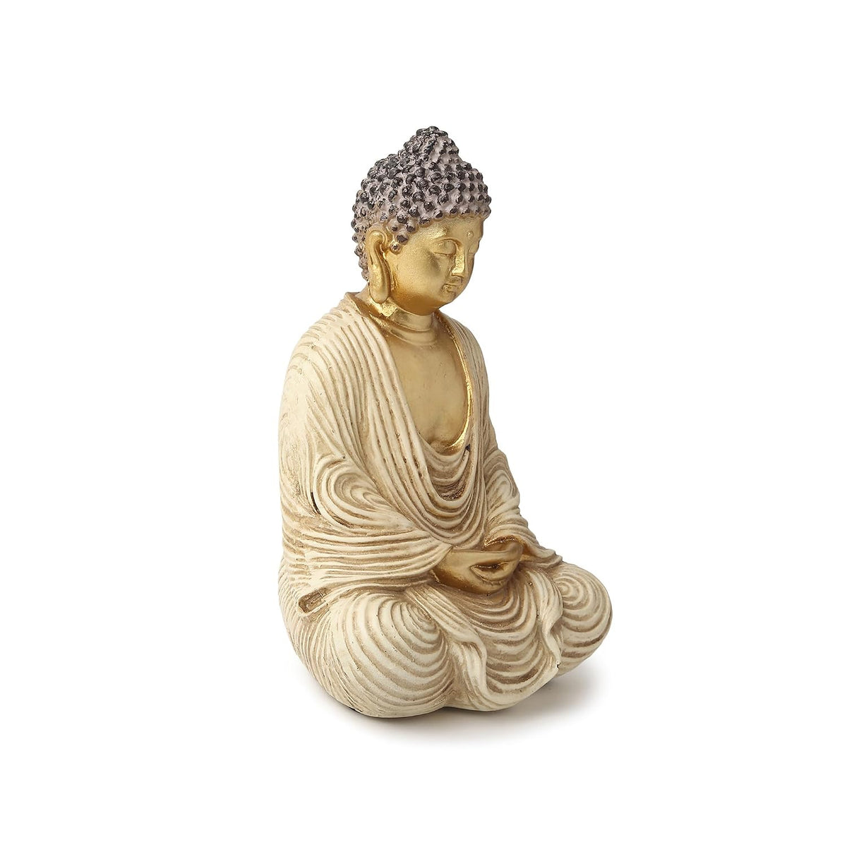 Buddha Statue | Buddha Idols for Home Decor | Showpiece | Gift Items for Home | Decorative Items for Living Room (Beige: L11xW9xH16 cm)