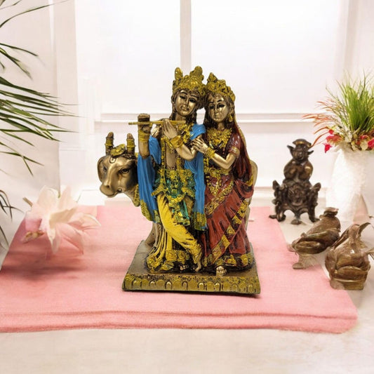 Colorful Resin Radha Krishna Idol | Divine Art for Home Dcor | Perfect for Temple Settings, Spiritual Spaces, and Festive Gifts
