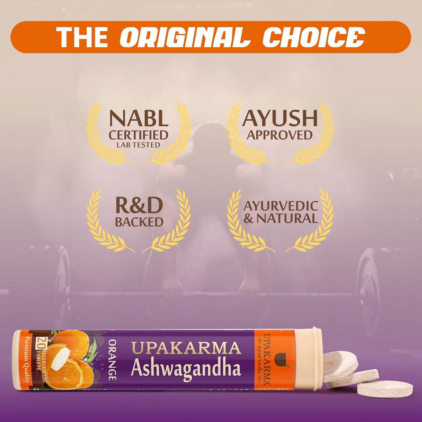 UPAKARMA Ashwagandha Orange Flavour Effervescent Tablets | Helps Relieve Stress & Anxiety, Mood Lifter, Immunity Booster | R&D Backed and Lab Tested - Pack of 1