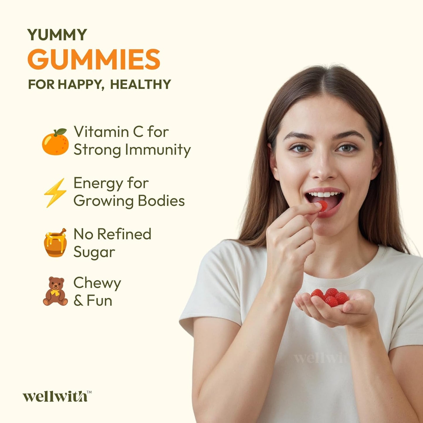 Wellwith Sea buckthorn Gummies for kids and adults, Vitamin C Rich, multivitamin supplement, Immunity (60 Gummies,Pack of 1)