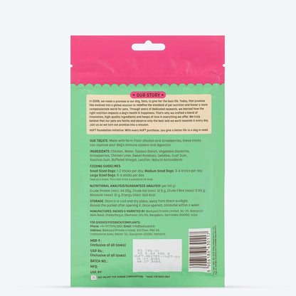 Yum Nums by HUFT Soft & Chewy Sticks - 70gm | Strawberry & Chicken | Dog Treats for Puppy & Adult Dogs | Training Treats for Small Dogs | Dog Snacks & Treats | Healthy & Tasty