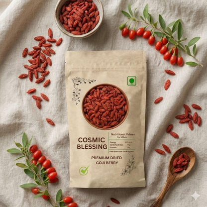 Cosmic Blessing Goji Berries A-grade (Antioxidant-Rich Superfood | Naturally Sweet & Chewy | Great for Snacking, Smoothies & Baking) Premium Organic Gojiberry