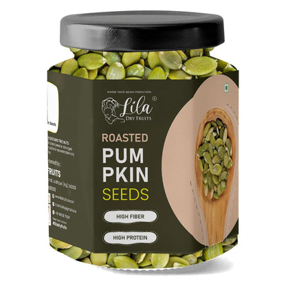 LILA DRY FRUITS Roasted Pumpkin Seeds 100 Grams | Crunchy Healthy Snack Protein Rich Seeds for Daily Nutrition | Premium Pumpkin Seeds for Snacking & Cooking Perfect for Gifting