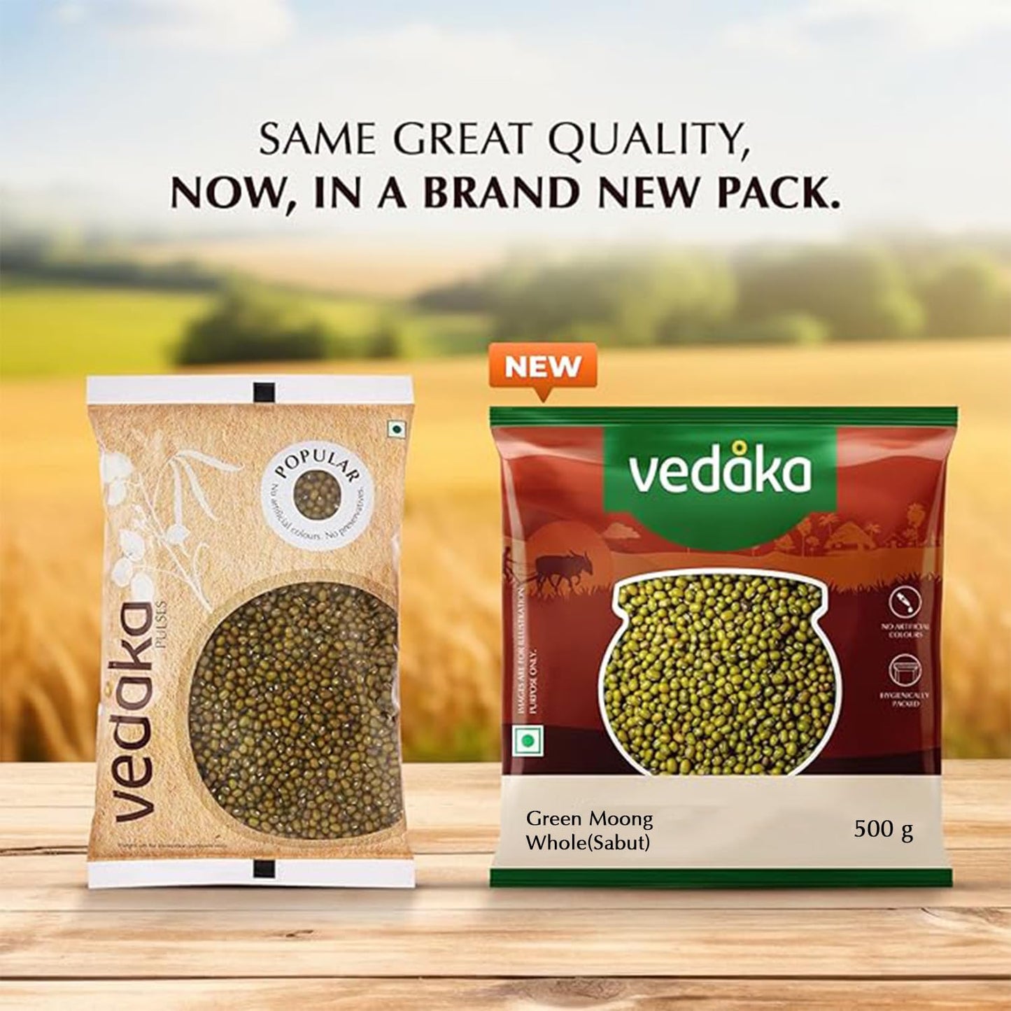 Vedaka Popular Unpolished Green Moong Whole (Sabut), 500 g|Naturally Rich in Protein |Naturally Cholesterol free