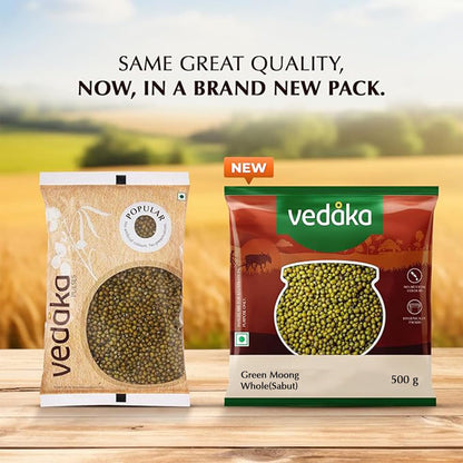 Vedaka Popular Unpolished Green Moong Whole (Sabut), 500 g|Naturally Rich in Protein |Naturally Cholesterol free