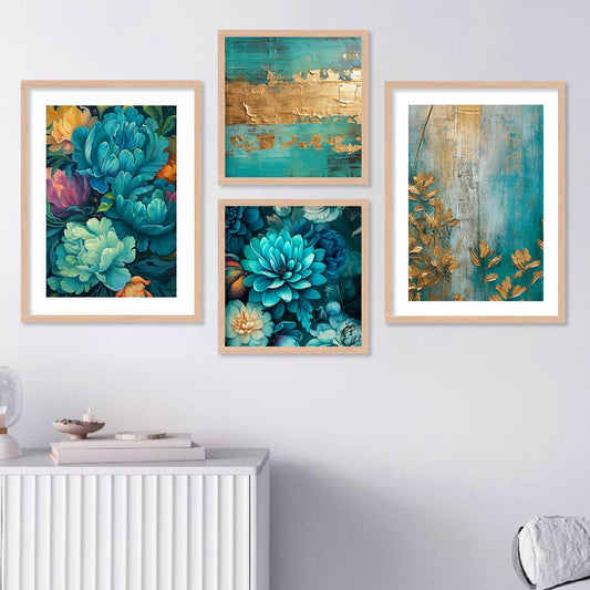 Premium Digital Paintings with Frame for Home Decoration - Painting for Living Room Bedroom Office - Painting for Wall Decoration - Pack of 4 (H)