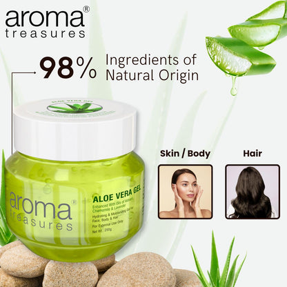 Aroma Treasures Aloe Vera Gel for Face, Body & Hair | Moisturizing & Hydrating Aloevera Gel | 98% Ingredients of Natural Origin | Pure Aloe Vera Gel for Skin, Hair & Pimples | 250g