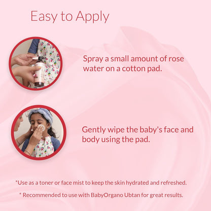 BabyOrgano Ayurvedic Rose Water for Face 1+ Months | Steam-Distilled Kannauj Roses | Skin Toner, Face Mist & Makeup Remover | Balances pH, Tightens Pores | Preservative & Chemical-Free | 200ml (Pack Of 1)