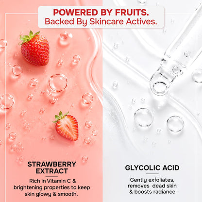Swiss Beauty Care Juicy Glow Face Wash | Strawberry + Glycolic Acid | Removes Dirt & Grime | Refreshes and Revitalises Refines Skin Texture | Gently Exfoliates - 100g
