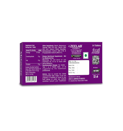 Zeelab Melatonin 5 Mg Sleeping Pills for Deep Sleep (14 Tablets)
