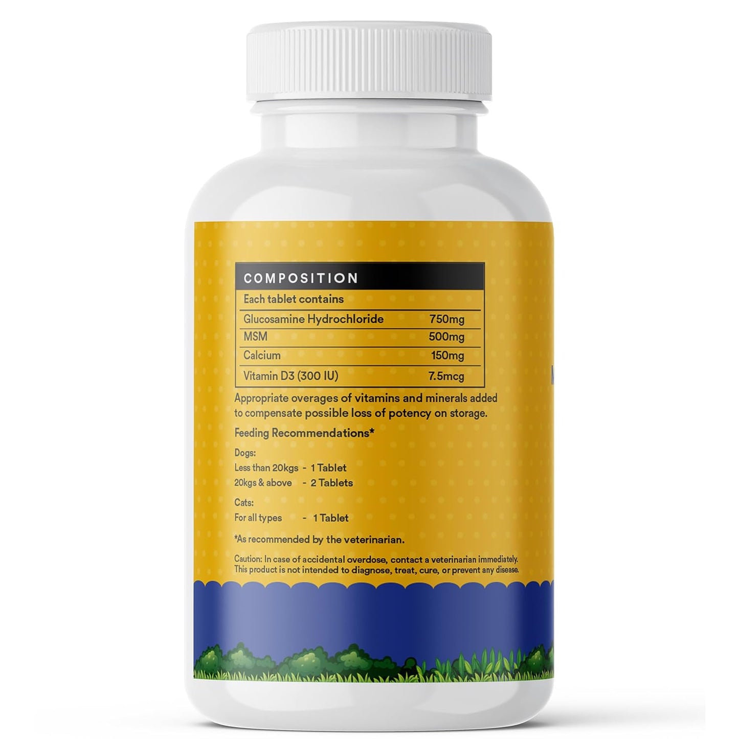 INLIFE Glucosamine Tablets for Dogs & Cats | with MSM Calcium & Vitamin D3 | Cartilage, Bone & Joint Health Supplement - 60 Tablets