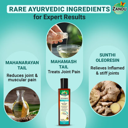 Zandu Seniorz Pain Relief Oil, 200ml, Helps Reduce Joint & Muscular Pain, Long lasting relief from Knee, Neck, Back, Shoulder, Wrist Pain, 100% Ayurvedic & Natural