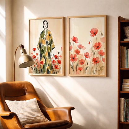 Modern Art Wall Painting Set of 2 for Living Room | Premium HD Printed Wall Frames for Bedroom, Office & Home Decor | Minimalist Contemporary Wall Art (Ready to Hang) (M.8, 13x19 inches)