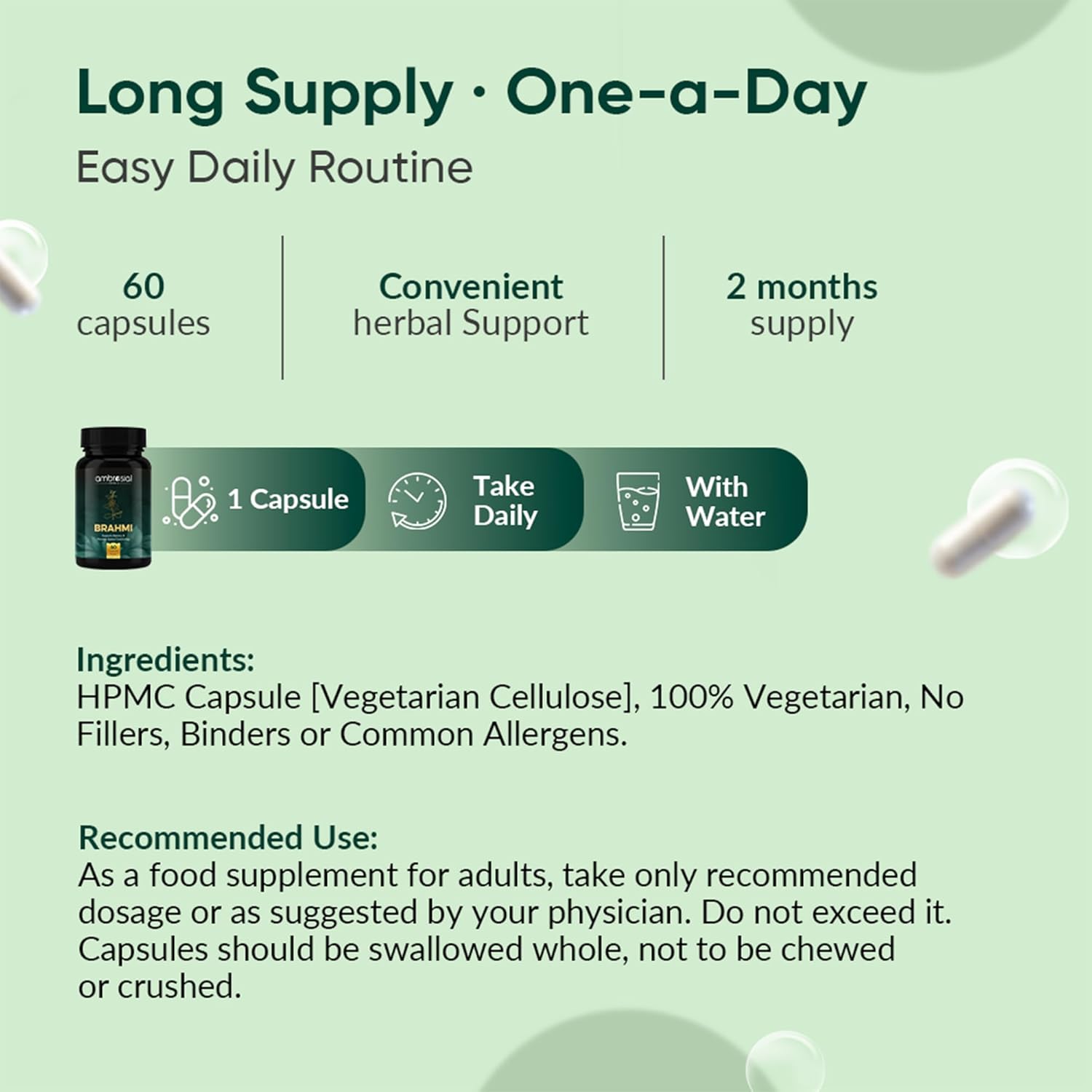 Vitamins packaging with text on a green background