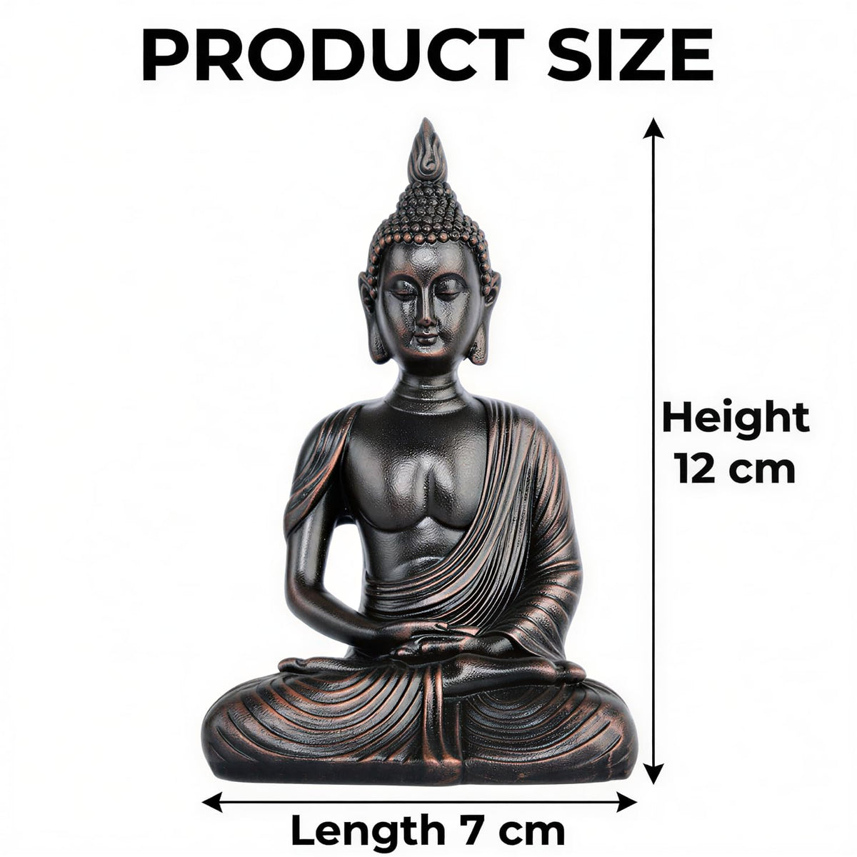 New Sitting Meditating Buddha Statue showpiece Idol Home Decor Items for Living Room and Gifts (Antique Copper)