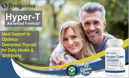 Advertisement for Trexgenics Hyper-T Advanced Formula with a couple embracing outdoors.