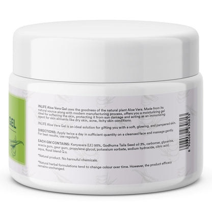 INLIFE Aloe Vera Gel for Face & Hair | Pure & Natural | Paraben Free | Silicone Free | No Added Colors | Women and Men 100 Grams (Pack of 1)