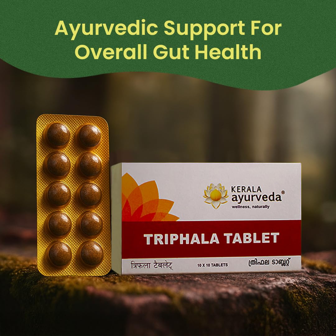 Kerala Ayurveda Triphala Churna Tablets | Ayurvedic Gut Health & Constipation Relief | Amla, Haritaki, Bibhitaki for Digestion & Bloating | 1000 Tablets