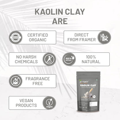 Go Organic White Kaolin Clay Powder for Skin Face Mask, 250g, Natural Ingredients, Gentle Exfoliation, Deep Cleansing,China clay | White Clay | Vegan and Organic | Paraben free | Reduces Acne, De Tan & Blackheads | Fack Pack | Hair Pack |
