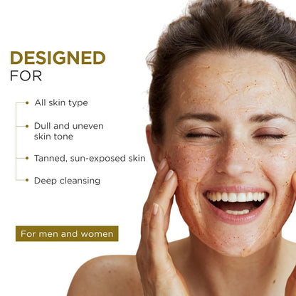 Oshea Herbals Ubtan Glowing & Tan Removing Face Scrub for All Skin Types | Lightens Skin Tone, Removes Dead Cells & Tan with Deep Exfoliate | Enriched with Turmeric & Saffron Extracts 100g