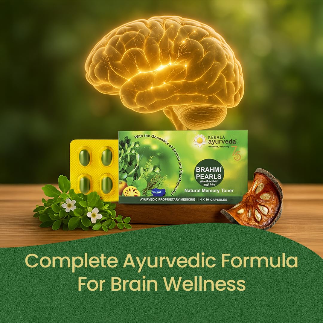 KERALA ayurveda Brahmi Pearls with Ghee & Shankpushpi for Memory 40 Caps