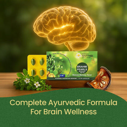 KERALA ayurveda Brahmi Pearls with Ghee & Shankpushpi for Memory 40 Caps