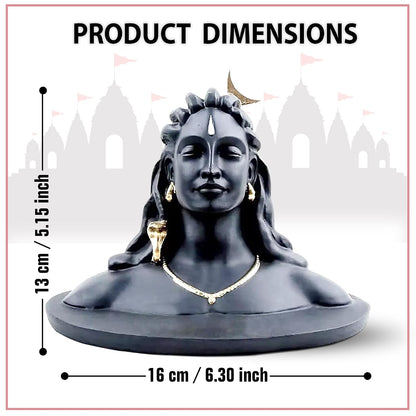 Resin Adiyogi Shiva Statue for Car Dashboard, Shiv Ji Mahadev Adi Yogi Idol Statue with Rudraksha Mala for Home and Car Dash Board (XL)