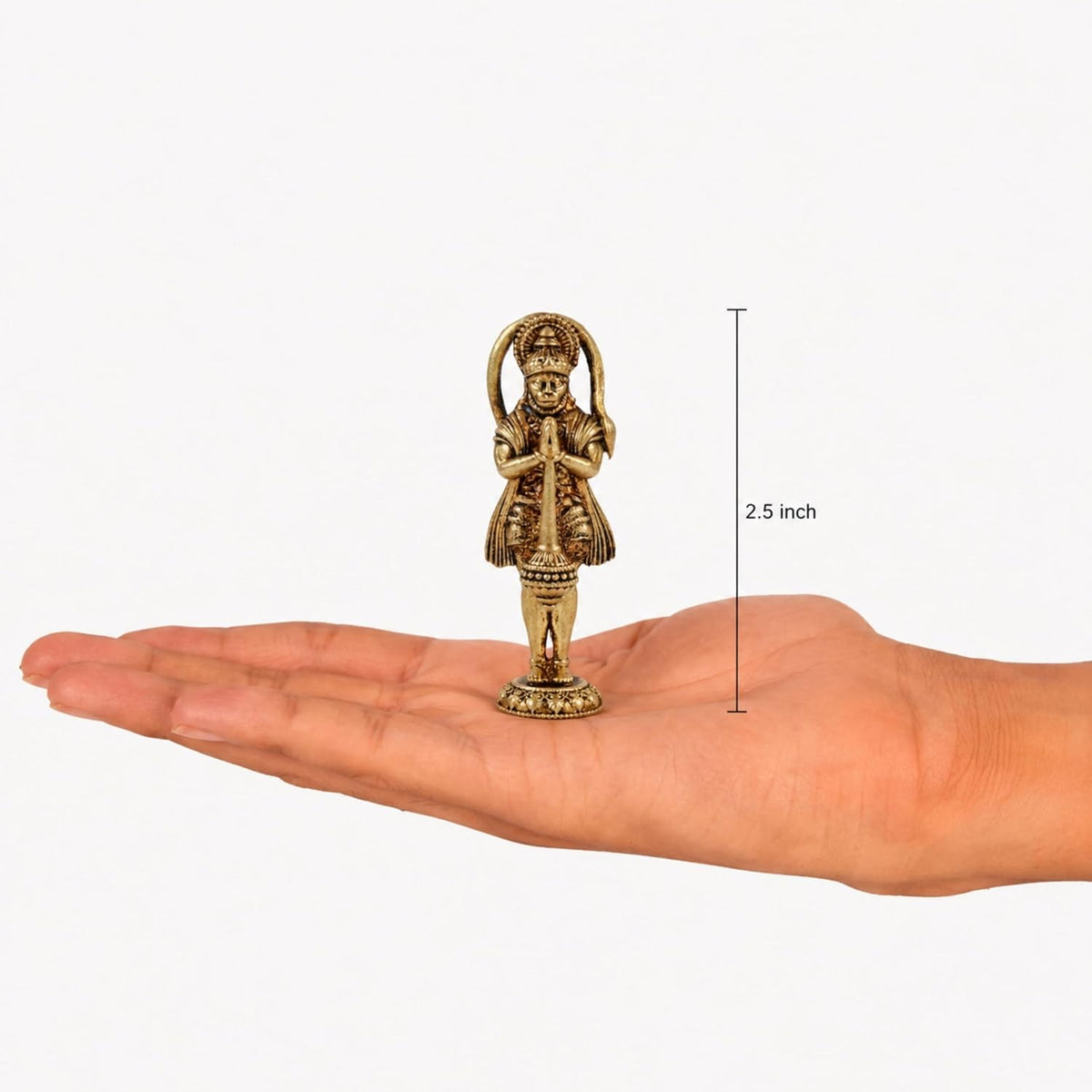 2.5 Inch Pure Brass Lord Hanuman Idol | Bajrangbali Murti for Home Temple, Mandir, Pooja Room & Office Desk | Ideal for Pooja, Diwali, Festive Gifting & Religious Home Decor