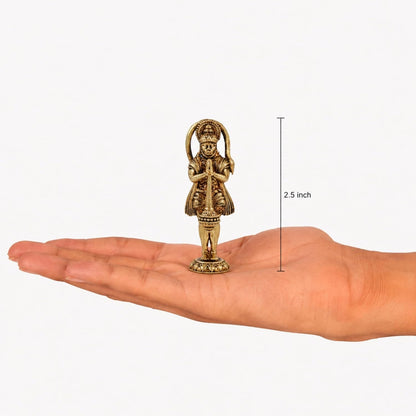 2.5 Inch Pure Brass Lord Hanuman Idol | Bajrangbali Murti for Home Temple, Mandir, Pooja Room & Office Desk | Ideal for Pooja, Diwali, Festive Gifting & Religious Home Decor