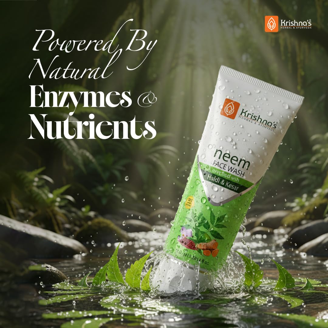 Krishna's Neem Face Wash - 100 ml | Ayurvedic expert for Acne & Pimples | Goodness of Neem, Turmeric & Saffron