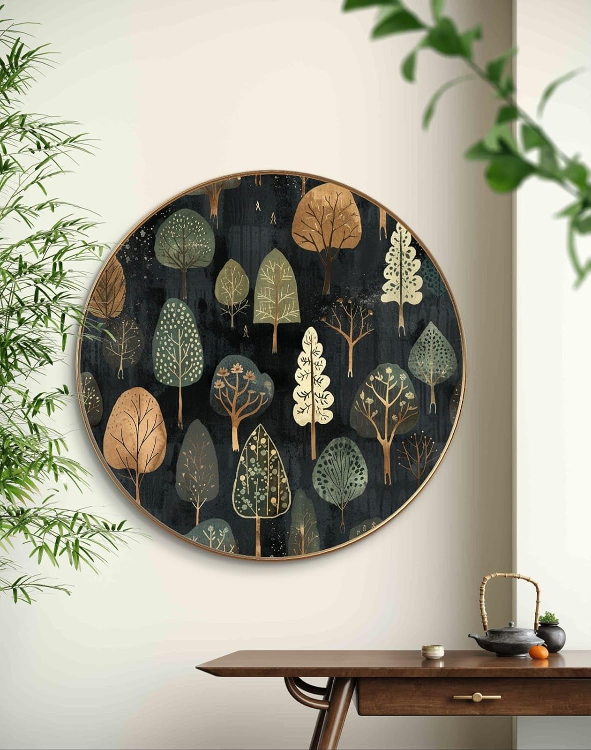 modern art Tree Premium Sparkle lamination Golden Slim Frame 50.8 cm x 50.8 cm Large Size, For Home/Office/Hotel painting GRL-04