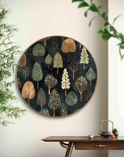 modern art Tree Premium Sparkle lamination Golden Slim Frame 50.8 cm x 50.8 cm Large Size, For Home/Office/Hotel painting GRL-04