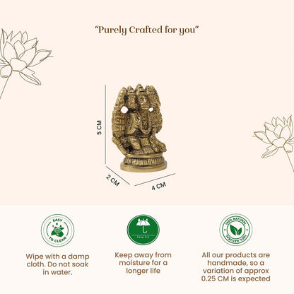 Panchmukhi Hanuman Ji Idol | Brass Five Face Hanuman Sculpture with Radiant Finish for Pooja Room | Festive Gift Idol (Design06: L4 x W2 x H5 cm)