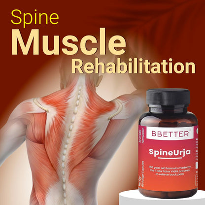BBETTER SpineUrja -Lab Tested Ayurvedic Medicine for Lower Back Pain Relief & Sciatica Relief | Made by Taila Paka Vidhi Method | 60 Softgels