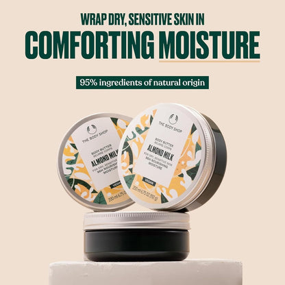 The Body Shop Almond Milk and Honey Soothing and Restoring Body Butter, 200 Ml - For Dry, Sensitive Skin | 96 Hr Moisture | Vegan