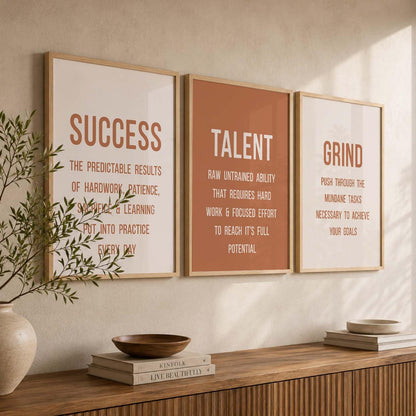 Motivational Wall Art Poster With Frame Home Decor Wall Painting For Living Room Office Bedroom engineered wood Set of 3 (13X17 inch)