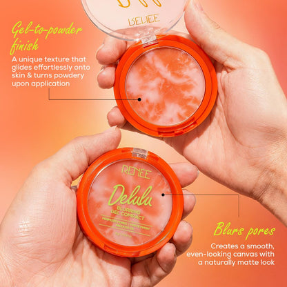 RENEE Delulu Blurring Gel Compact | Matte Finish, Controls Excess Oil, Reduces Shine, Blurs Pores | With Jojoba Oil and Vitamin E, For All Skin Types | 5g
