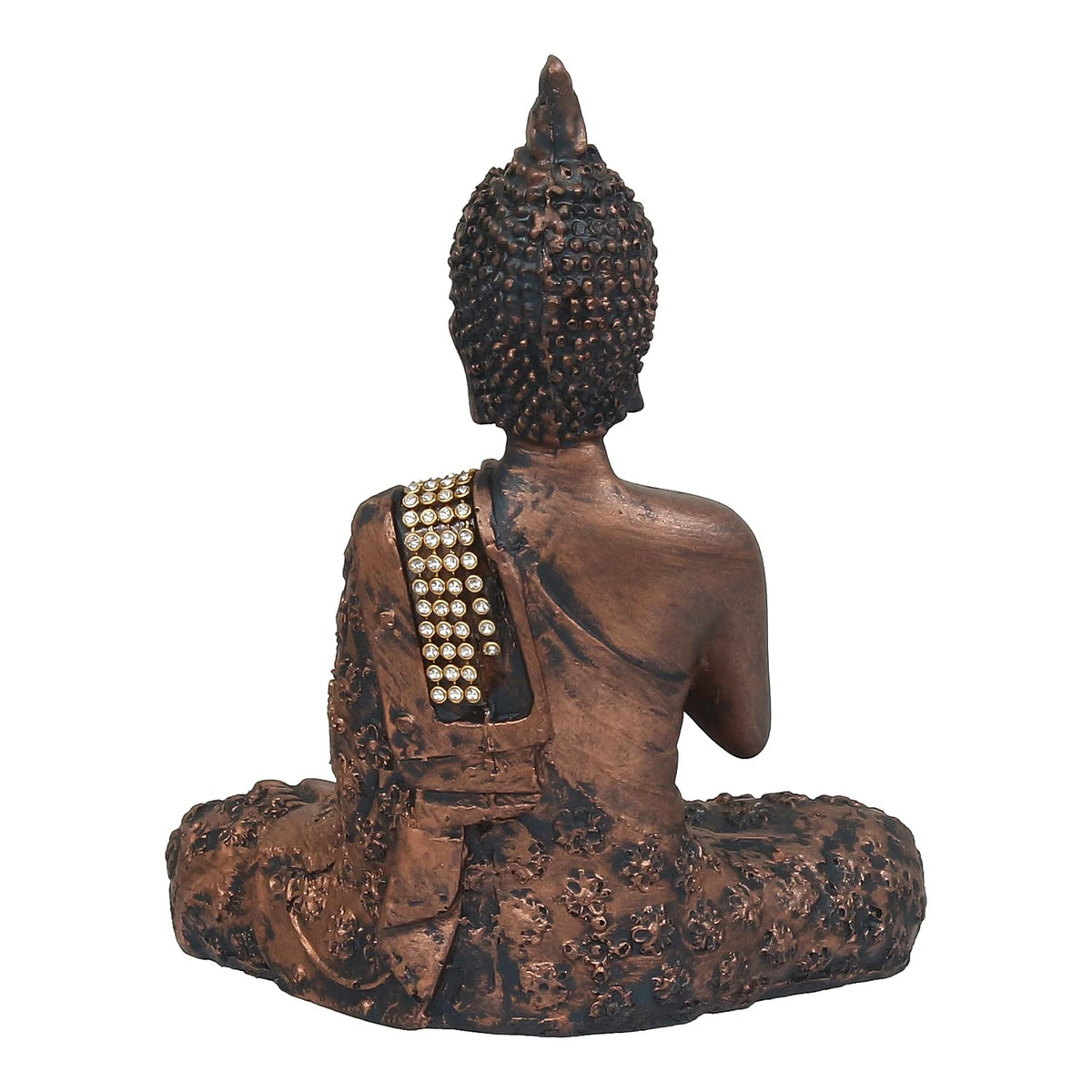 Handcrafted Meditating Lord Buddha Polyresin Idol (15 cm x 7.5 cm x 20 cm, Brown)
