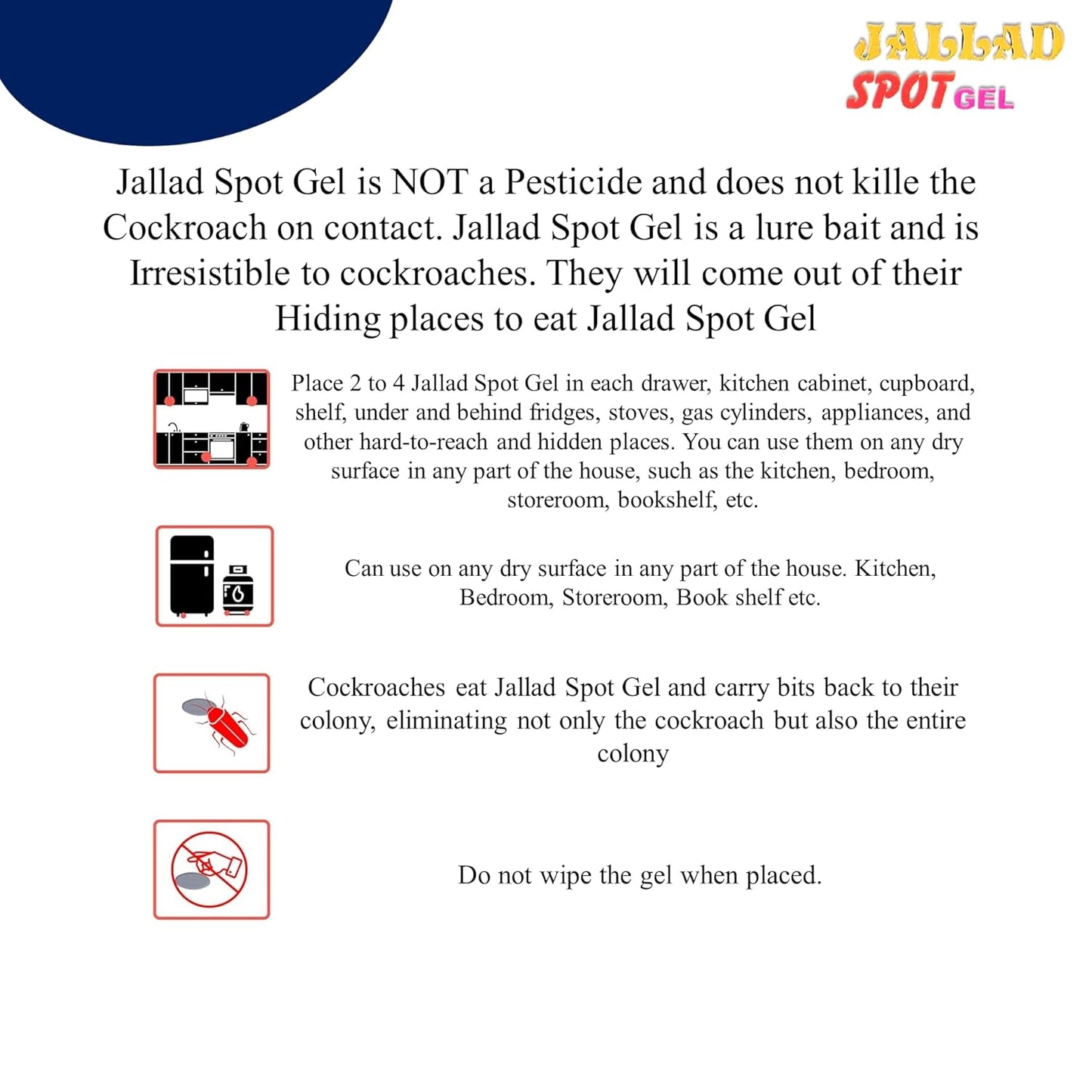 JALLAD SPOT GEL Anti Cockroach Pest Control Gel (Multicolour, 10 Grams extra 5 grams 15g ), Pack of 1
