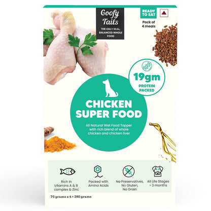 Goofy Tails Wet Dog Food 280g (70gX4), Chicken Super Dog Food, Preservative Free Dog Gravy, Wet Dog Food, Natural Human Grade Grain Free and Gluten Free Super Dog Food Gravy