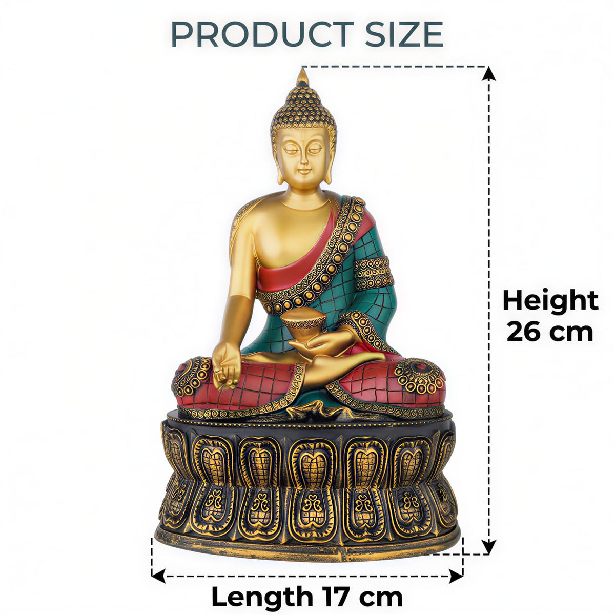 Buddha Statue Showpiece Idol Home Decor Items for Living Room and Gifts (Golden RED Blue)