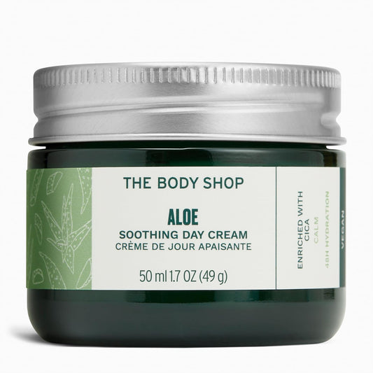 The Body Shop Aloe Soothing Day Cream, 50 ML - For Sensitive Skin | 48 Hr Hydration|Vegan