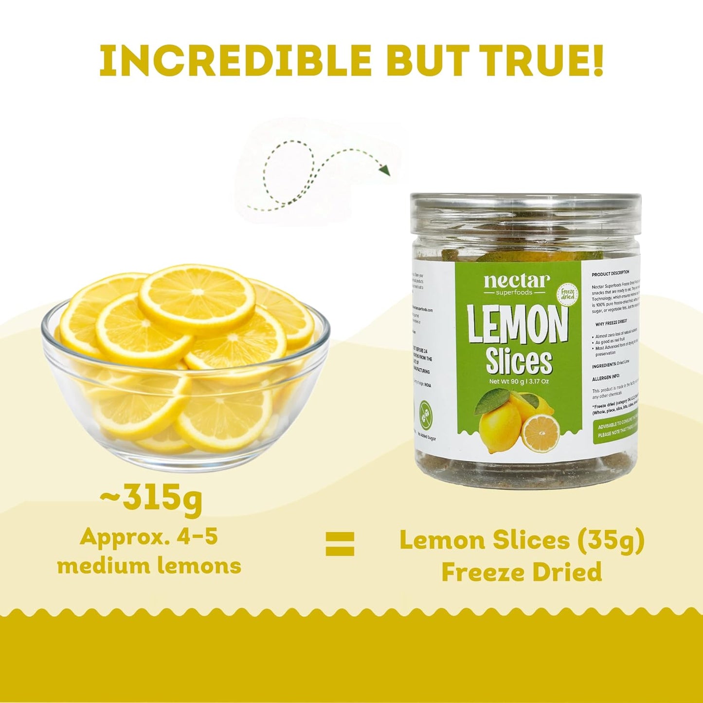Nectar Superfoods Lemon slices - 35 grams Jar-Pack of 1 Nos | 100% Natural & Pure | No Preservatives, No Sugar Added, Vegan | Ideal for Cooking & Seasoning | Made in India