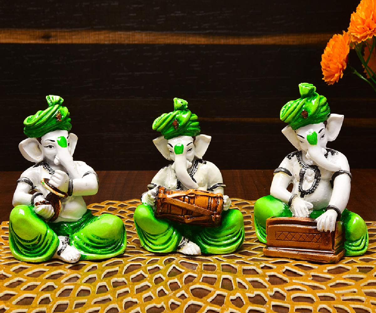 Ideas Hand Crafted Set of 3 Ganesha Idols - Figurines of Lord Ganesha - Ganesh Idols for Home Decor