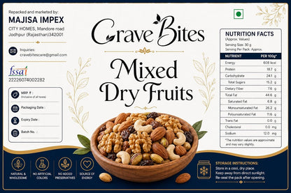 Crave Bites Mix Dry Fruits | Fit for Fasting | Healthy Snacks Mixed Nuts Contain Almonds, Cashews, Dates, Raisin | Superfood Nut Mix for Daily Energy & Snacking