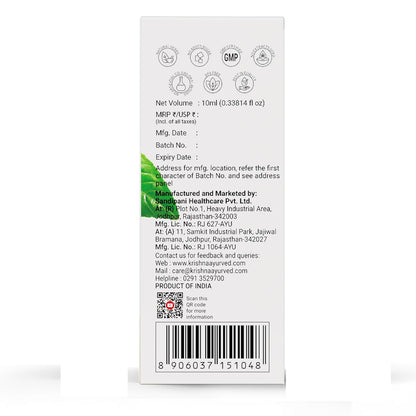 Krishna's Tulsi Drops- Concentrated Drops of 5 Rare Tulsi for Natural Immunity Boosting 10 ml |No Added Preservatives | Manufactured in Glass DistillationUnit