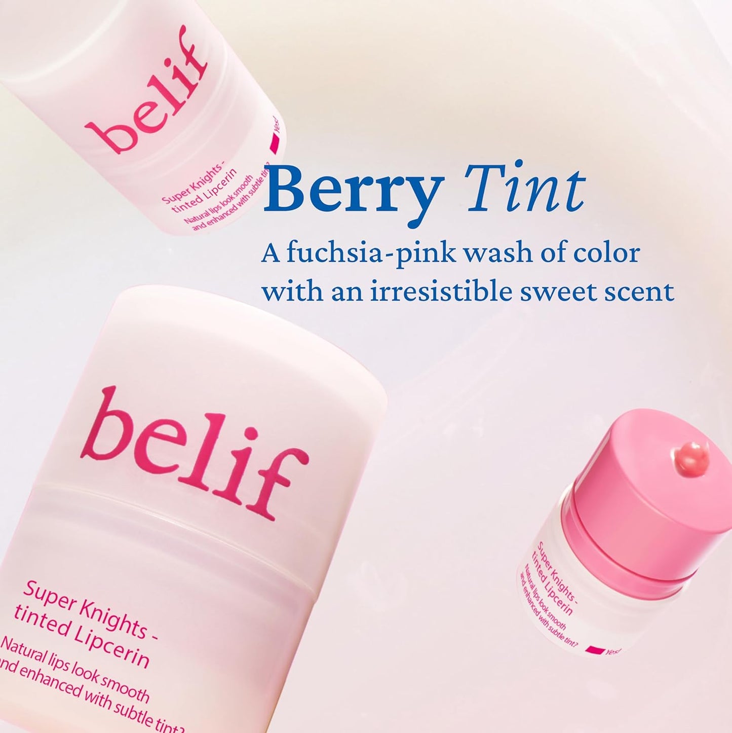 Belif berry tinted lip products on a light background